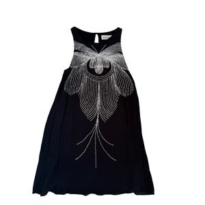 Blessed Are The Meek Black Embellished Art‎ Deco Flapper Dress Size 1